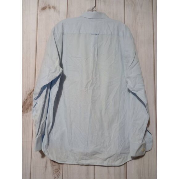 Barbour Shirt Men's Large Blue White Button Front Long Sleeve Preppy Gender Reve - Picture 2 of 9
